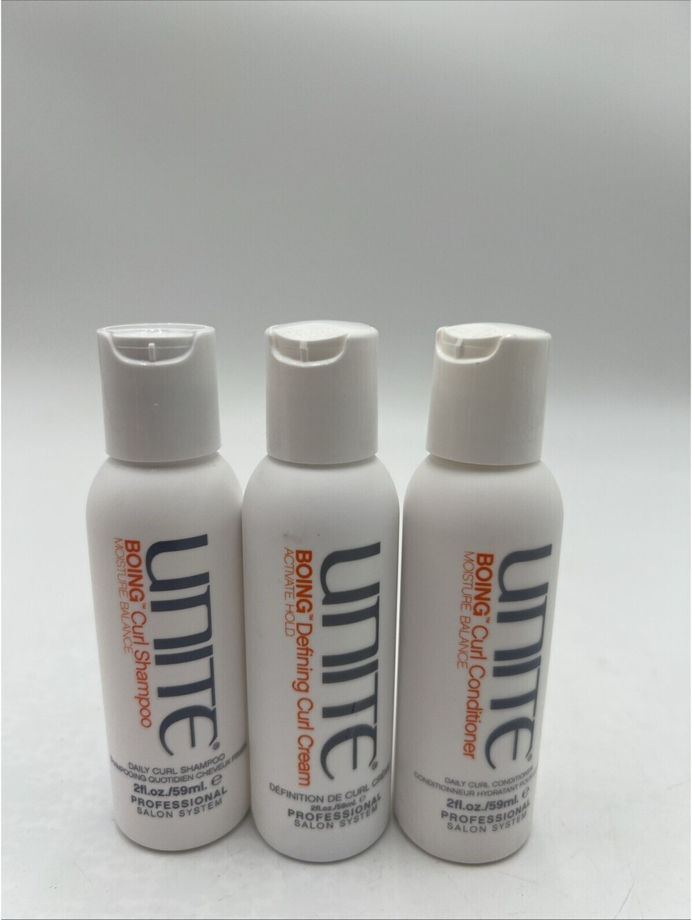 UNITE Boing Defining Curl Cream & Shampoo & Conditioner Set Of 3 2.Oz Each